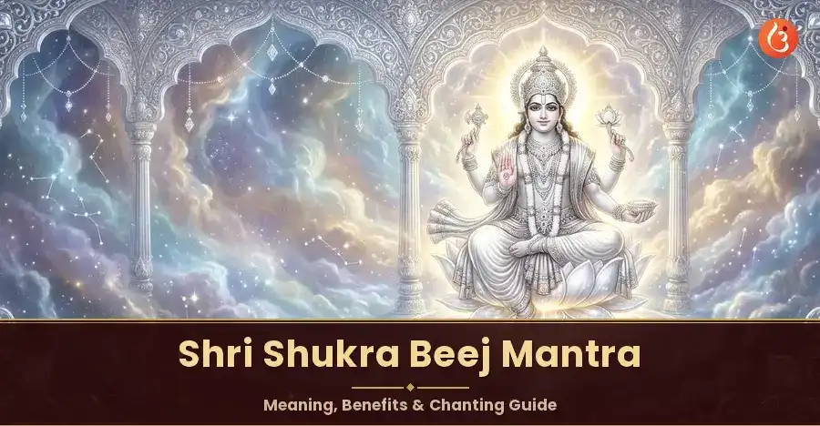 A depiction of Shukra Dev, representing the planet Venus, in a celestial setting.