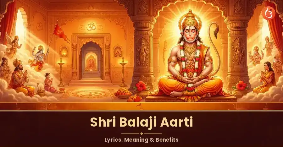 A depiction of Lord Balaji (Hanuman) in a devotional setting.
