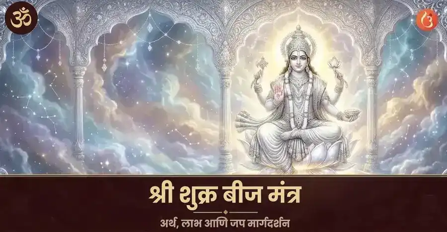 A depiction of Shukra Dev, representing the planet Venus, in a celestial setting.