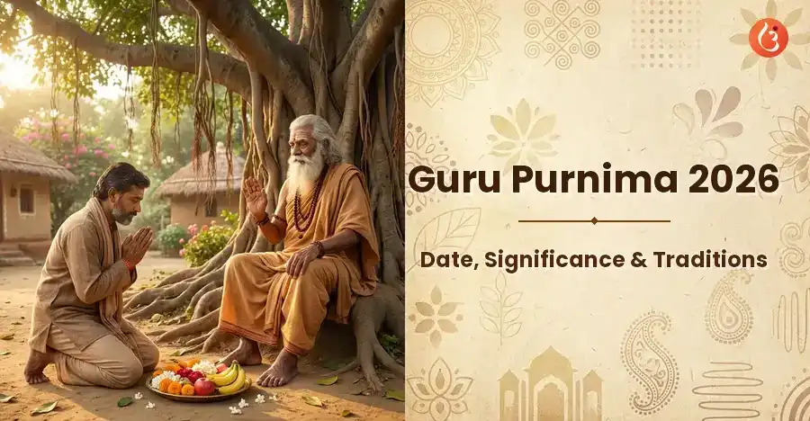 A depiction of a Guru imparting wisdom to a disciple, with a serene temple background.