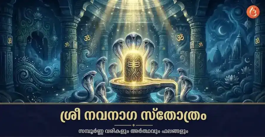 ശിവലിംഗത്തിന് ചുറ്റും ഒമ്പത് നാഗദേവതകൾ ചുറ്റിയിരിക്കുന്ന നവനാഗ സ്തോത്രം