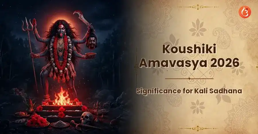 Goddess Kali in a fierce form, representing Koushiki Amavasya.
