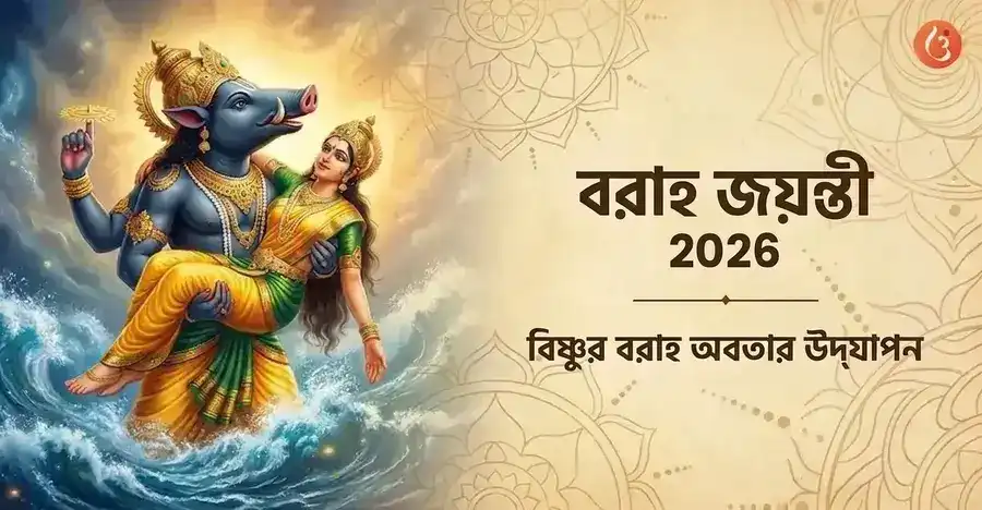 ভগবান বরাহ, বিষ্ণুর বরাহ অবতার, দেবী পৃথিবীকে (ভূদেবী) উদ্ধার করছেন।