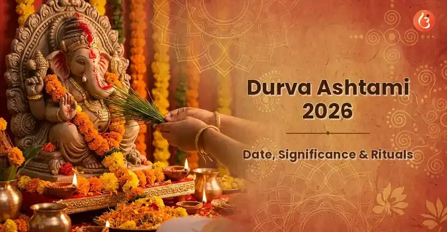 A depiction of Durva grass being offered to Lord Ganesha.