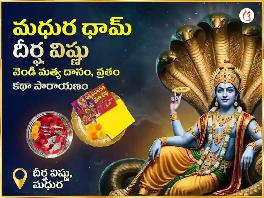శ్రీ దీర్ఘ విష్ణు విశేష వెండి చేప దానం మరియు సత్యనారాయణ వ్రత కథ మహా పూజ - Utsav Puja