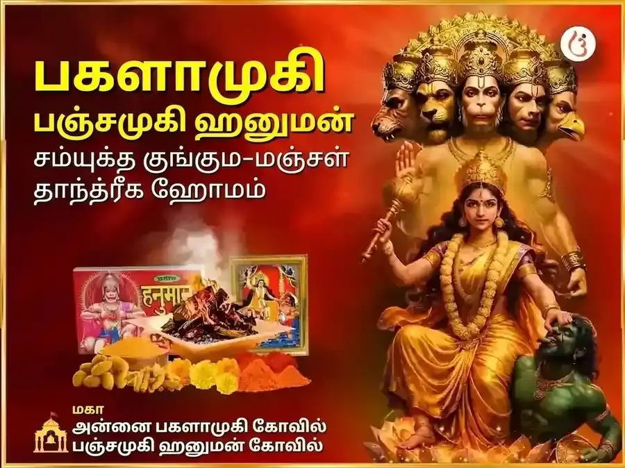 மா பகளாமுகி பஞ்சமுகி ஹனுமான் சன்யுக்த் குங்கும மஞ்சள் தந்த்ரயுக்த் மகா ஹோமம் - Utsav Puja