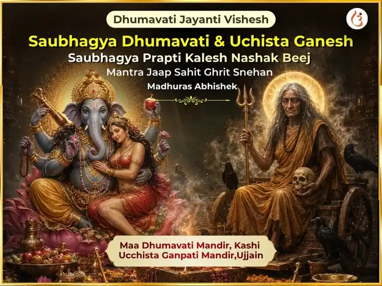Saubhagya Dhumavati & Uchista Ganesh Saubhagya Prapti Klesh nashak Beej Mantra Jaap Sahit Ghrit Snehan Madhuras Abhishek - Utsav Puja