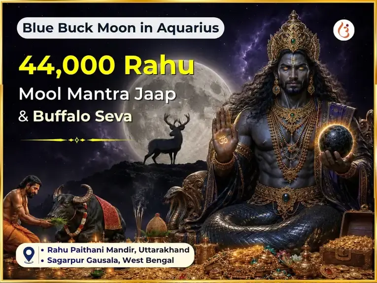 Blue Buck Moon in Aquarius Special Wealth Expansion 44,000 Rahu Mool Mantra Jaap & Buffalo Seva - Utsav Puja