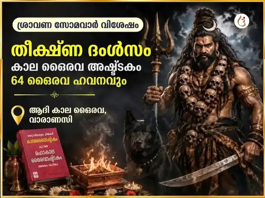ശ്രാവണ സോമവാര വിശേഷ തീക്ഷ്ണ ദംഷ്ട്ര കാല ഭൈരവ അഷ്ടകം & 64 ഭൈരവ ഹവനം - Utsav Puja