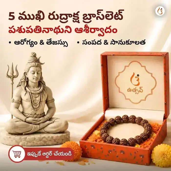 శక్తివంతమైన 5 ముఖి రుద్రాక్ష బ్రాస్లెట్ (అసలైన నేపాలీ రుద్రాక్ష పూసలు)