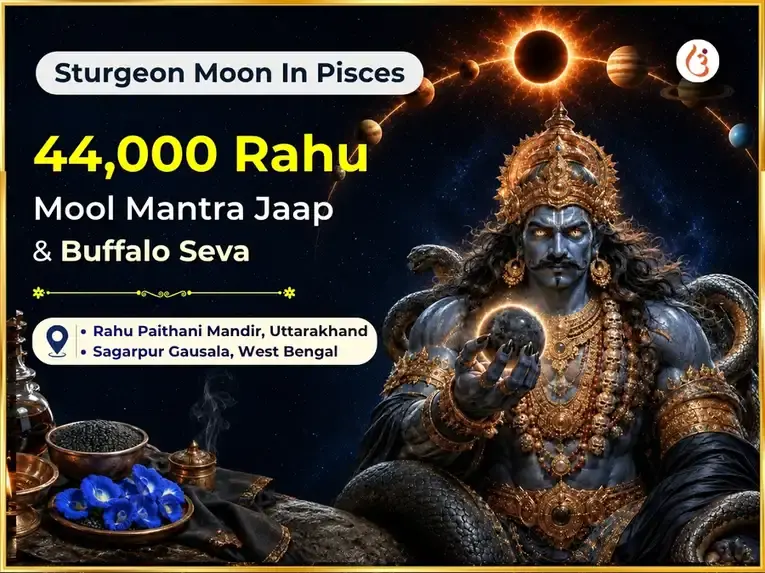 Sturgeon Moon in Pisces Special Wealth Expansion 44,000 Rahu Mool Mantra Jaap & Buffalo Seva - Utsav Puja
