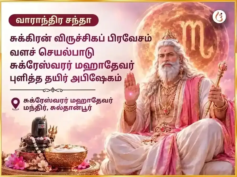 சுக்கிரன் விருச்சிக ராசியில் நுழைகிறார் - ஆடம்பரத்தை செயல்படுத்தும் சுக்ரேஷ்வர் மஹாதேவ் வாராந்திர கட்டா தஹி அபிஷேகம் - Utsav Puja