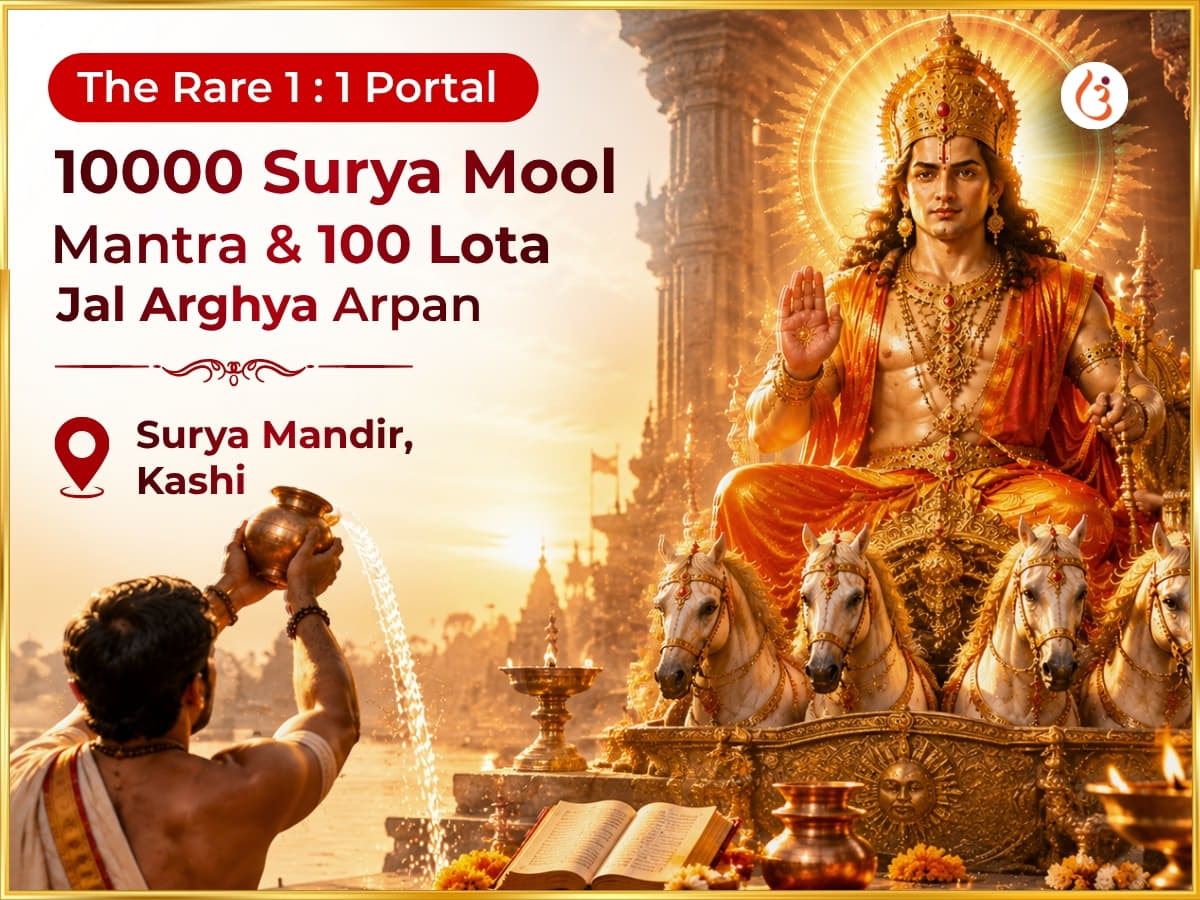 Rare 1:1 Portal Vishesh 10000 Surya Mool Mantra & 100 Lota Jal Arghya Arpan - Utsav Puja