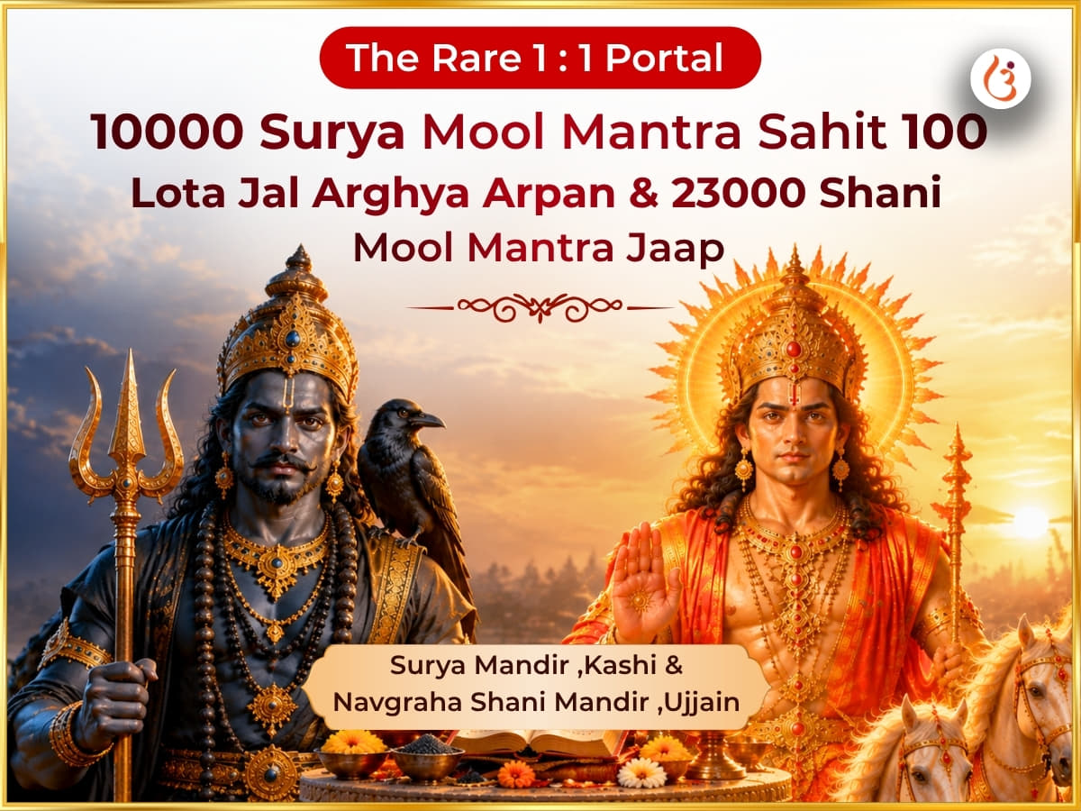 The Rare 1:1 Portal Vishesh 10000 Surya Mool Mantra sahit 100 Lota Jal Arghya Arpan & 23000 Shani Mool Mantra Jaap - Utsav Puja
