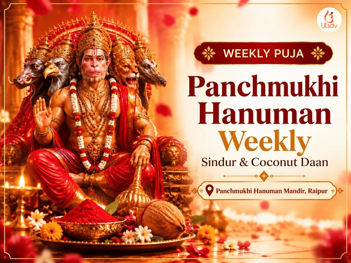 Mangalvar Vishesh Panchmukhi Hanuman Weekly Seva Anusthan (Sindur + Coconut Daan)  - Utsav Puja